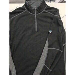 Kuhl Sweater Mens 2XL Black RevelQuarter Zip Fleece Pullover Long Sleeve Logo